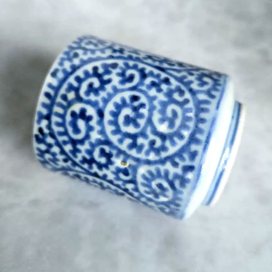 古伊万里　染付　蛸唐草　小猪口　覗き　向付　江戸時代　骨董　金継ぎ　アンティーク