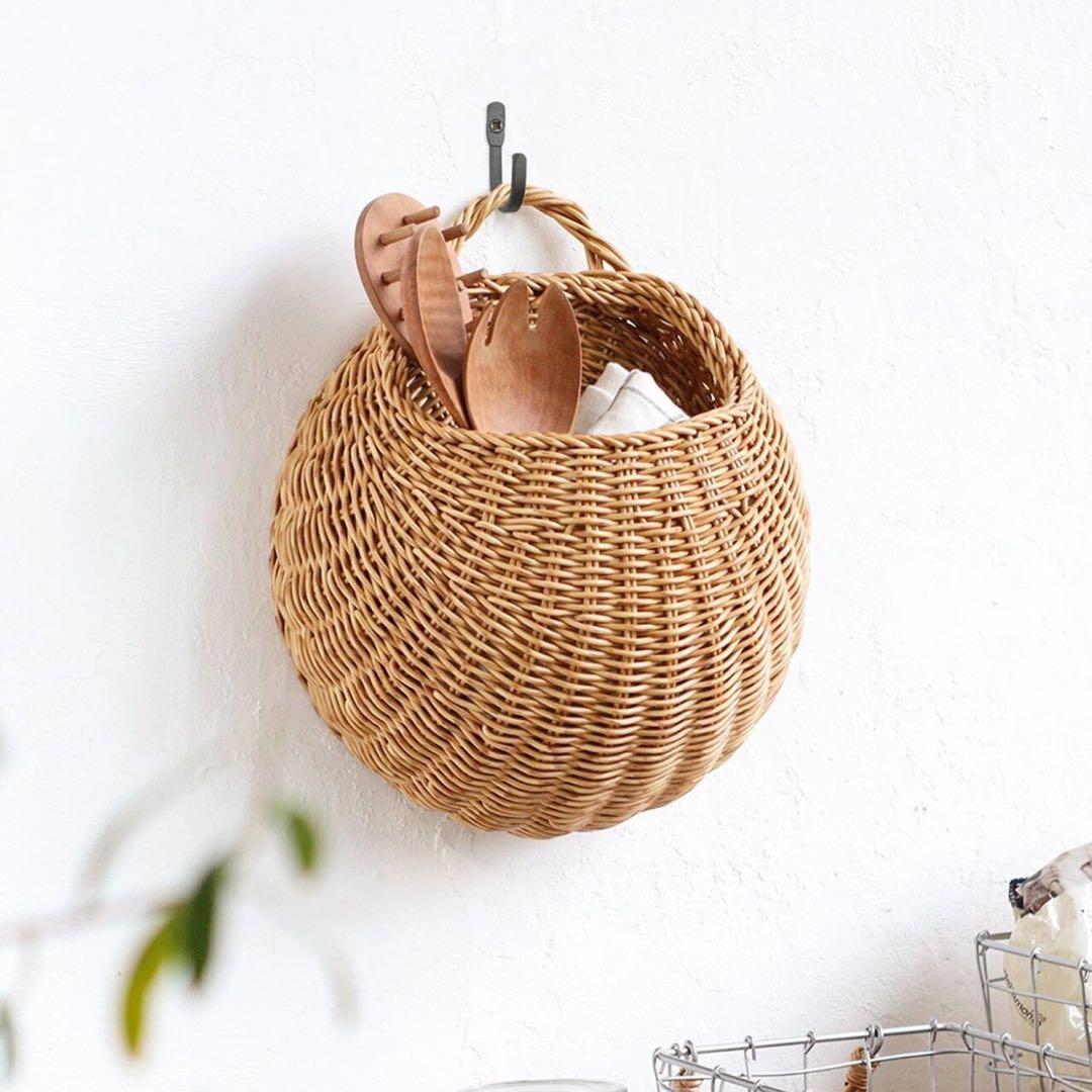 ハンギングバスケット　洗えるかご　リモコン入れやドライフラワー飾りなどに
