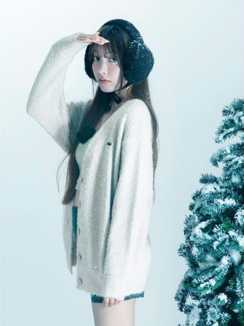 SNIDELスナイデル×LACOSTEラコステコラボ限定ラメニットカーディガン