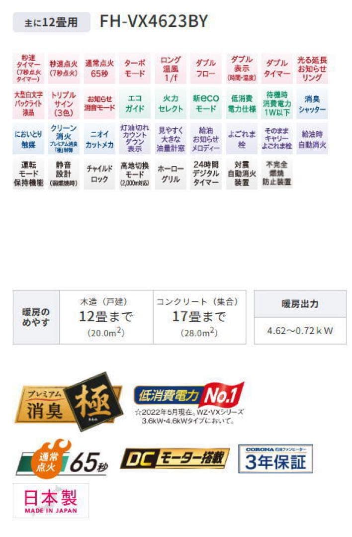 FH-VX4623BY-H 石油ファンヒーター