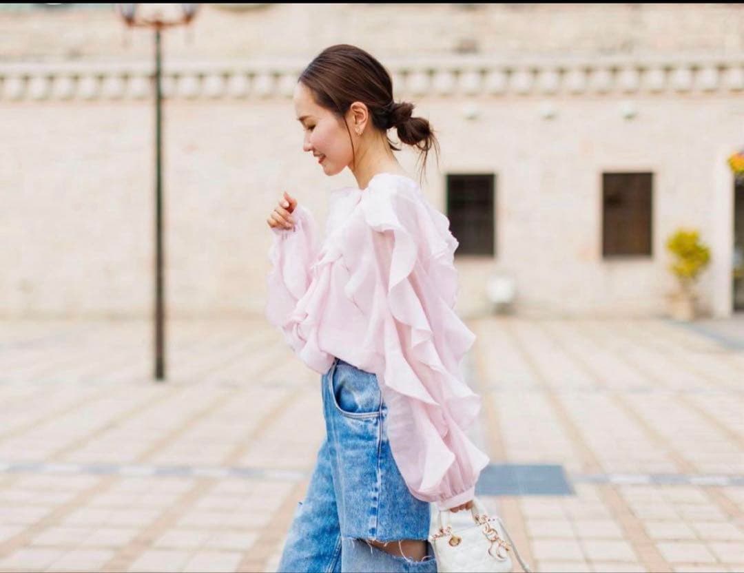 Bluelea♡ Line Frill Blouse ピンク　美品！