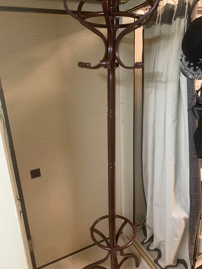 木製コートラック ダークブラウン