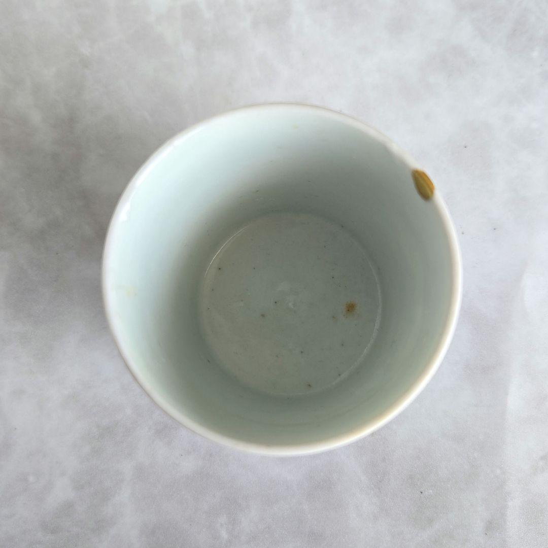 古伊万里　染付　覗き　長猪口　雪輪　江戸時代　骨董　金継ぎ　アンティーク