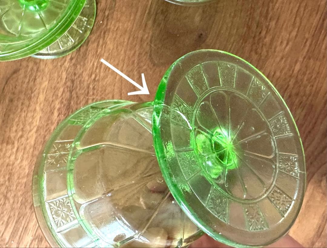 クリアランスDepression Glassディプレッションシャーベットグラス6