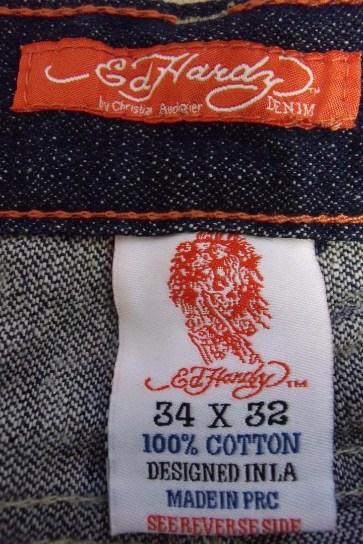 ジ*ン様 【34】エドハーディーEd Hardy デニムジーンズGパンツ ペンキ