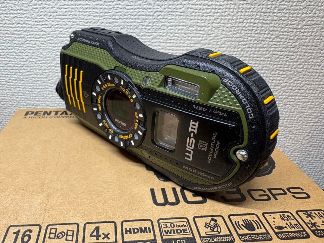 美品　ペンタックス　防水デジカメ　PENTAX WG-3 GPS グリーン