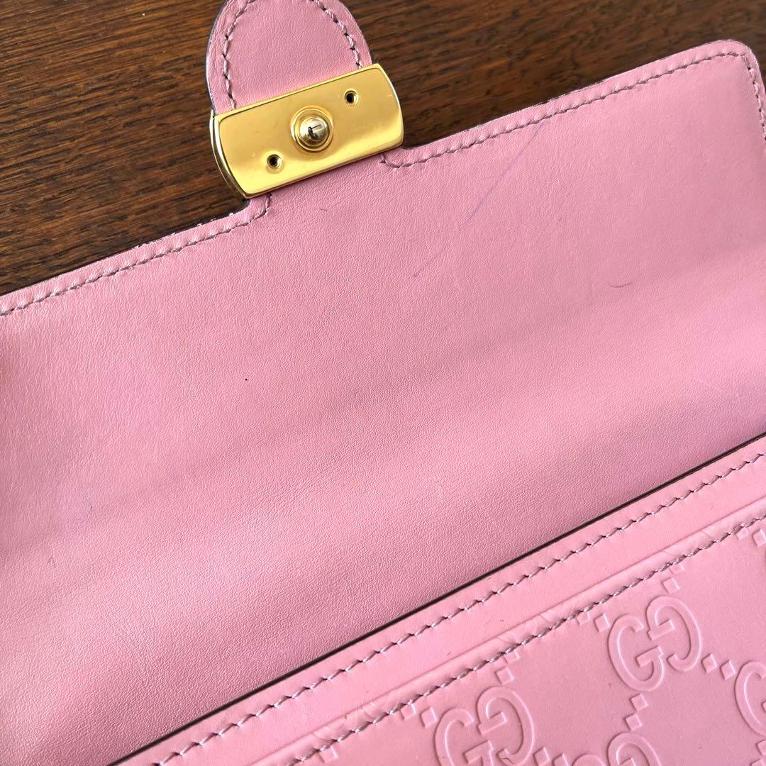 GUCCI 長財布　インターロッキング　GGライン ピンク　レディース