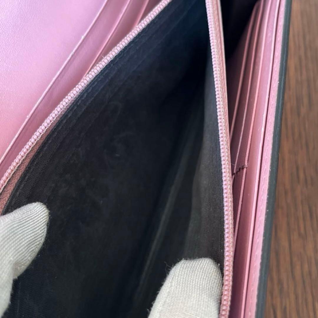 GUCCI 長財布　インターロッキング　GGライン ピンク　レディース