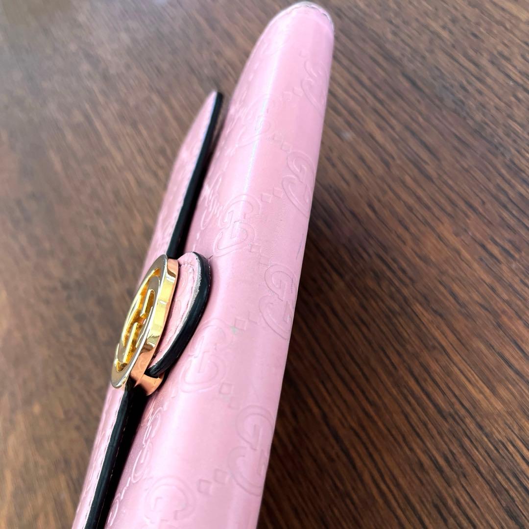 GUCCI 長財布　インターロッキング　GGライン ピンク　レディース