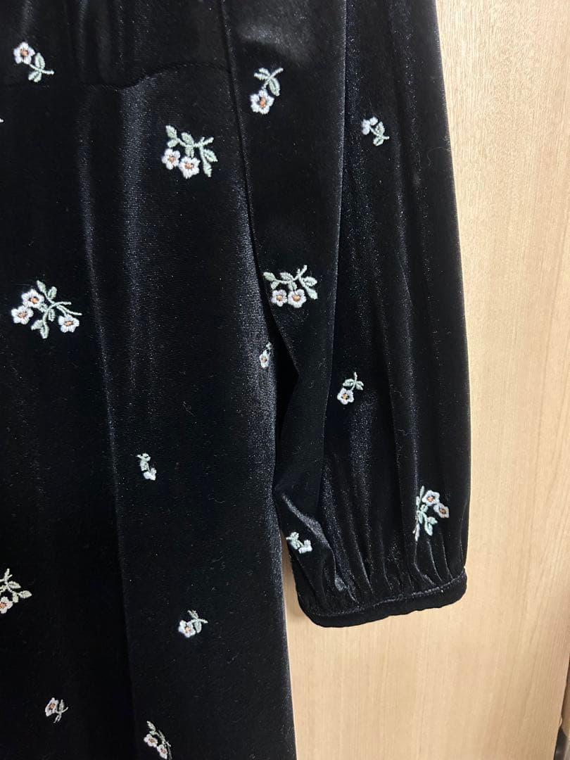 Ray BEAMS ベロア刺繍ワンピース