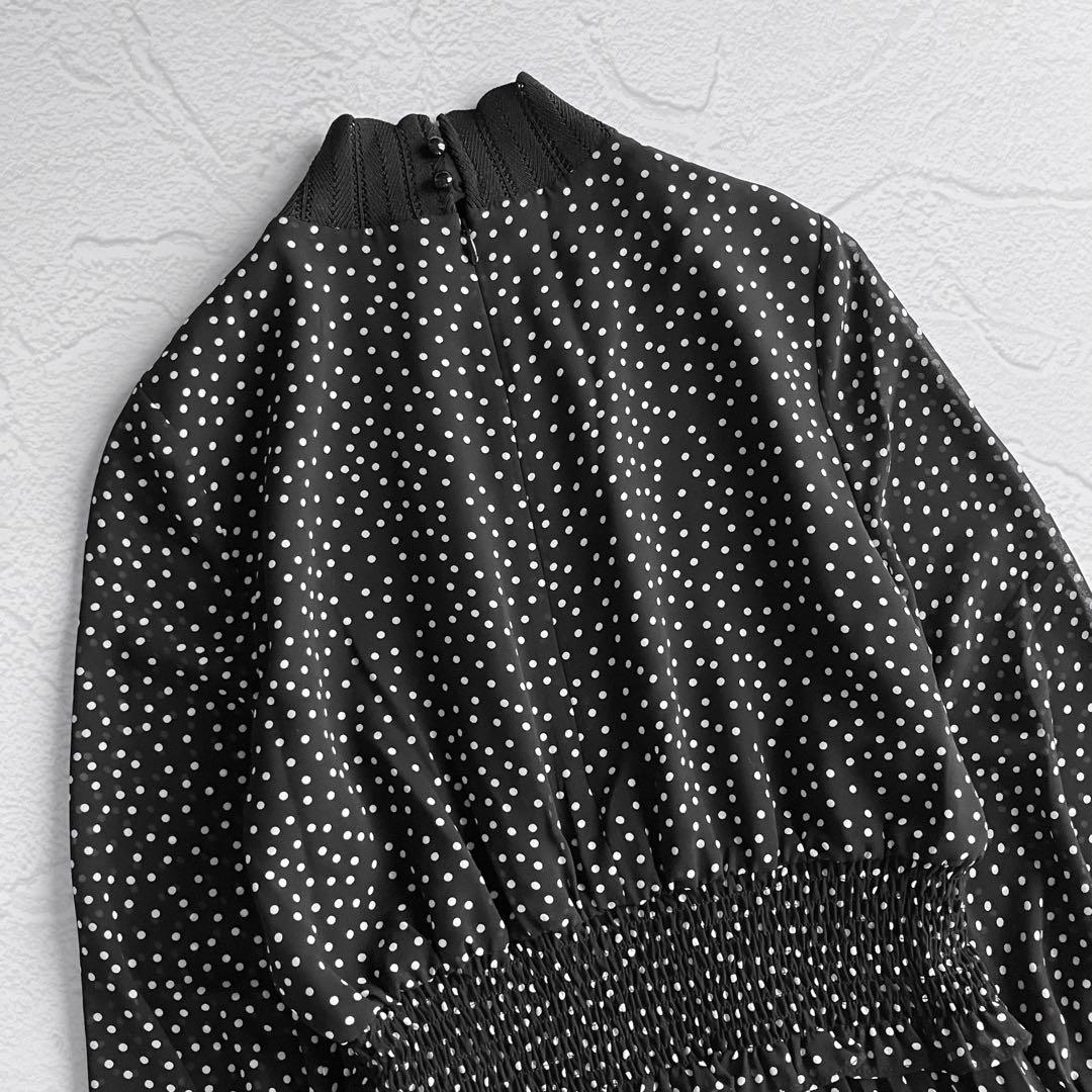 ✨新品✨アナトリエ ドット シフォンプリーツ ロングワンピース 2次会 ブラック