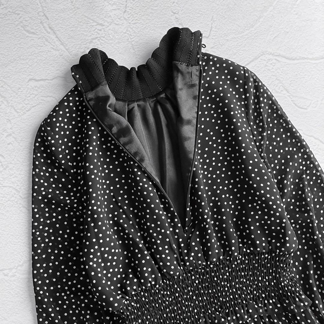 ✨新品✨アナトリエ ドット シフォンプリーツ ロングワンピース 2次会 ブラック