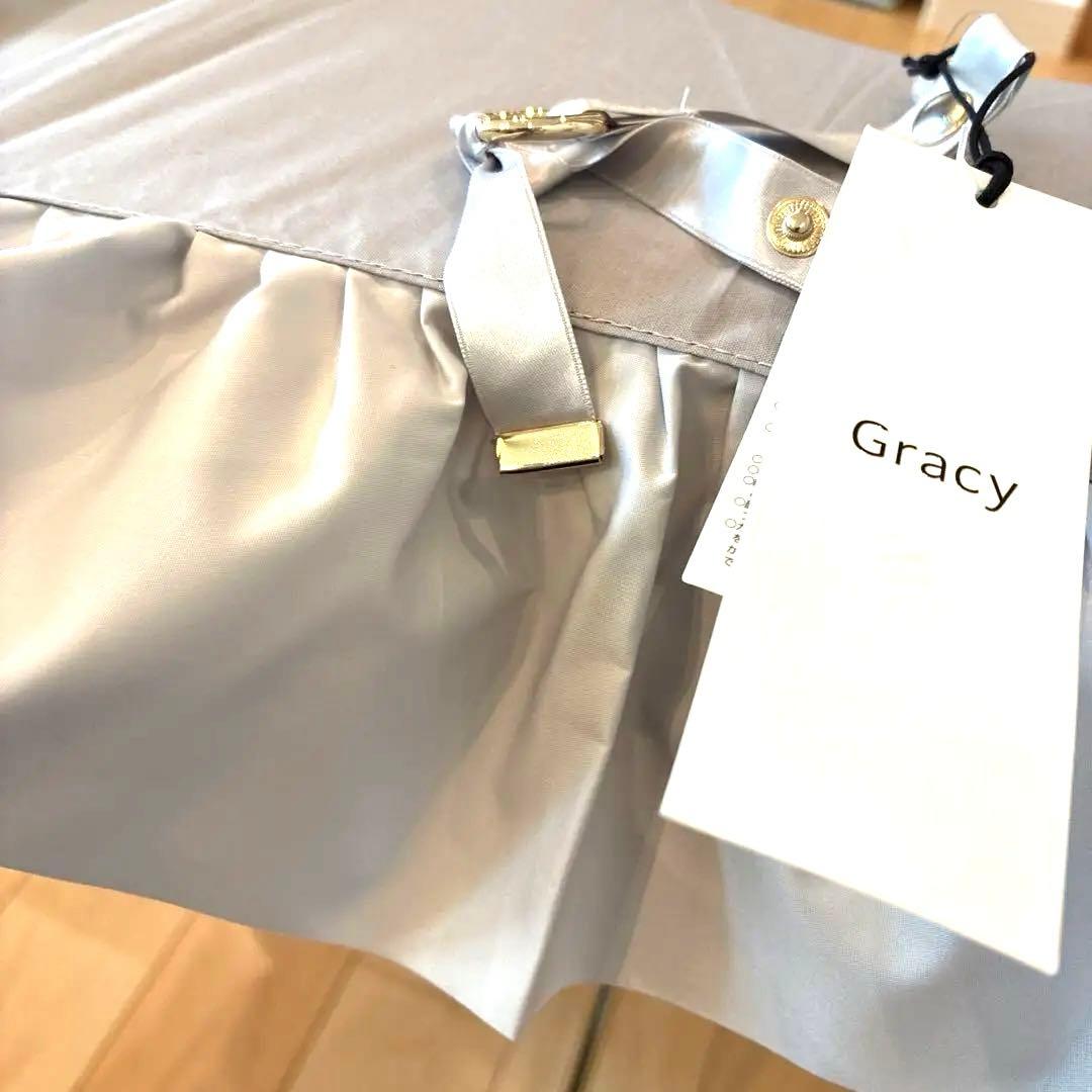 グレイシーのフリルたっぷり晴雨兼用日傘シルバーグレー