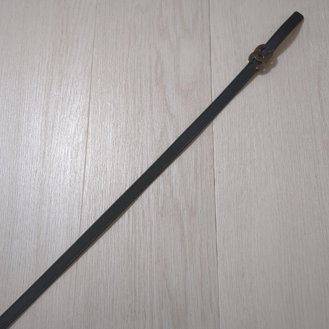 シャネル　CHANEL ココマーク　レザーベルト　ベルト　シルバー金具　ブラック