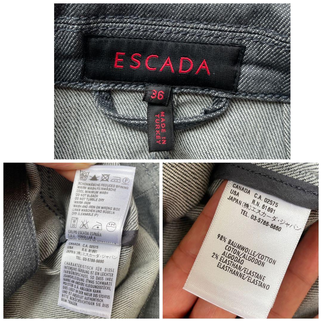 エスカーダ ジャケット 36 デニム風 ゴールドボタン 美シルエット