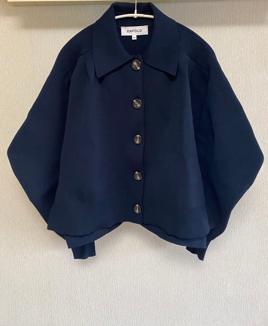 .*■様 ENFOLD タックカーディガン　ニットジャケット　38 ネイビー　2