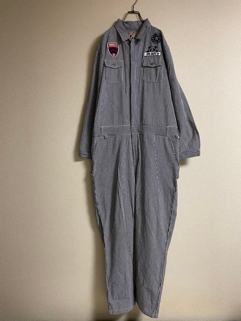 ★美品★ PANDIESTA JAPAN ツナギ デニム ヒッコリー デカロゴ