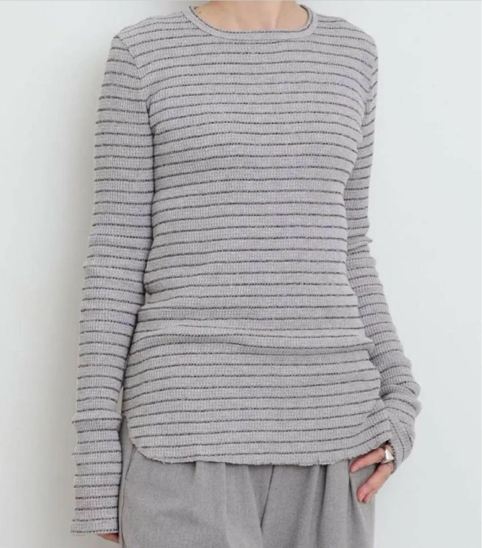 【グッド グリーフ】 WAFFLE BORDER LONG SLEEVE TOP