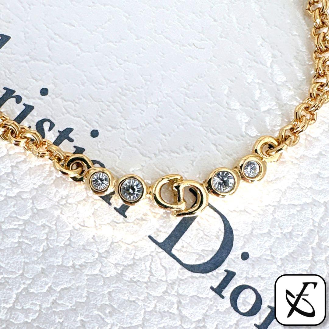 クリスチャンディオール CDロゴ ラインストーン ゴールド ネックレス