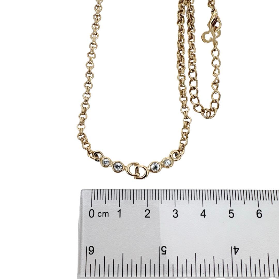 クリスチャンディオール CDロゴ ラインストーン ゴールド ネックレス