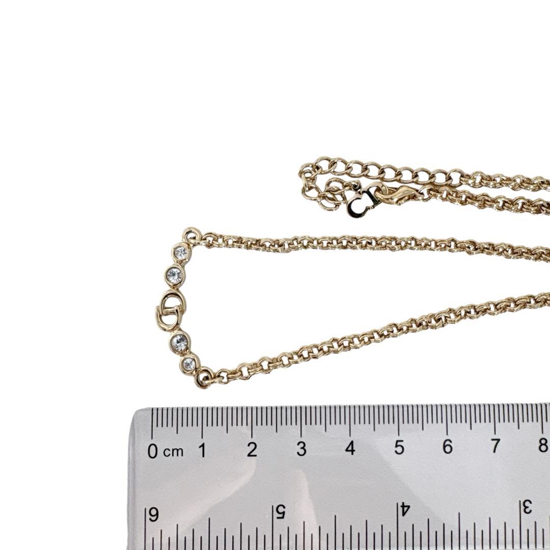 クリスチャンディオール CDロゴ ラインストーン ゴールド ネックレス