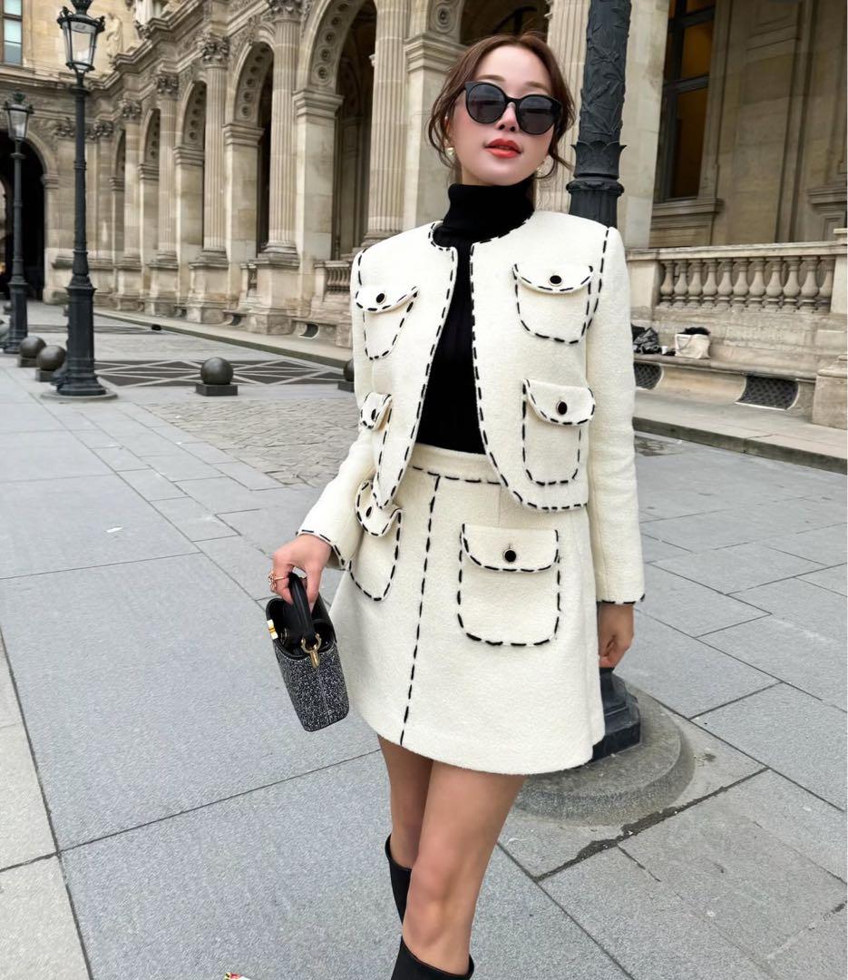 八尋 　shellerシェリエ stitch tweed culottes