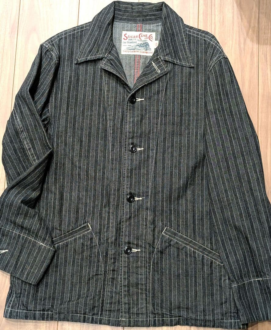 売り尽くし　最終値下げ　希少　SUGAR CANE ストライプカバーオール 40