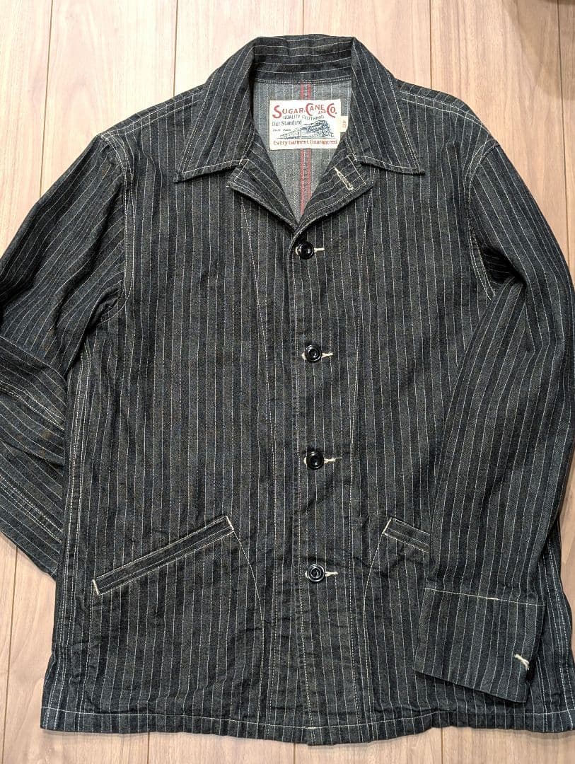 売り尽くし　最終値下げ　希少　SUGAR CANE ストライプカバーオール 40