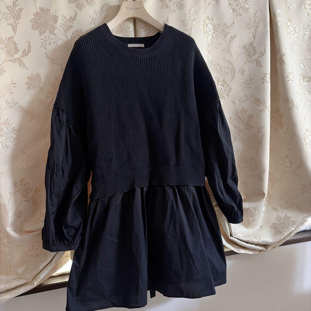 美品 大きいサイズ ローズティアラ ニットコンビ チュニック