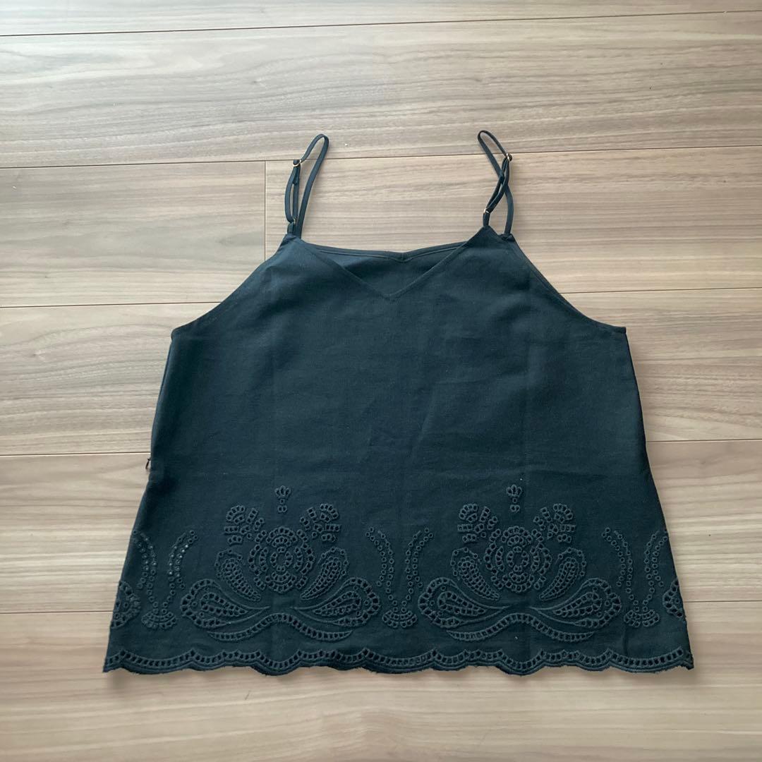 23区【洗える】リネンエンブロイダリー キャミソール ブラウス&パンツセット