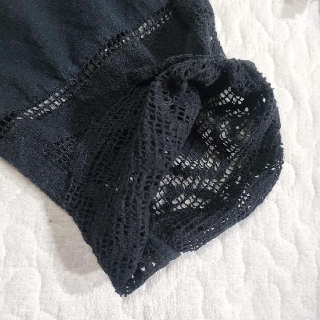 美品✨TODAYFUL　コットンレースギャザーワンピース　ゆったり　黒　38