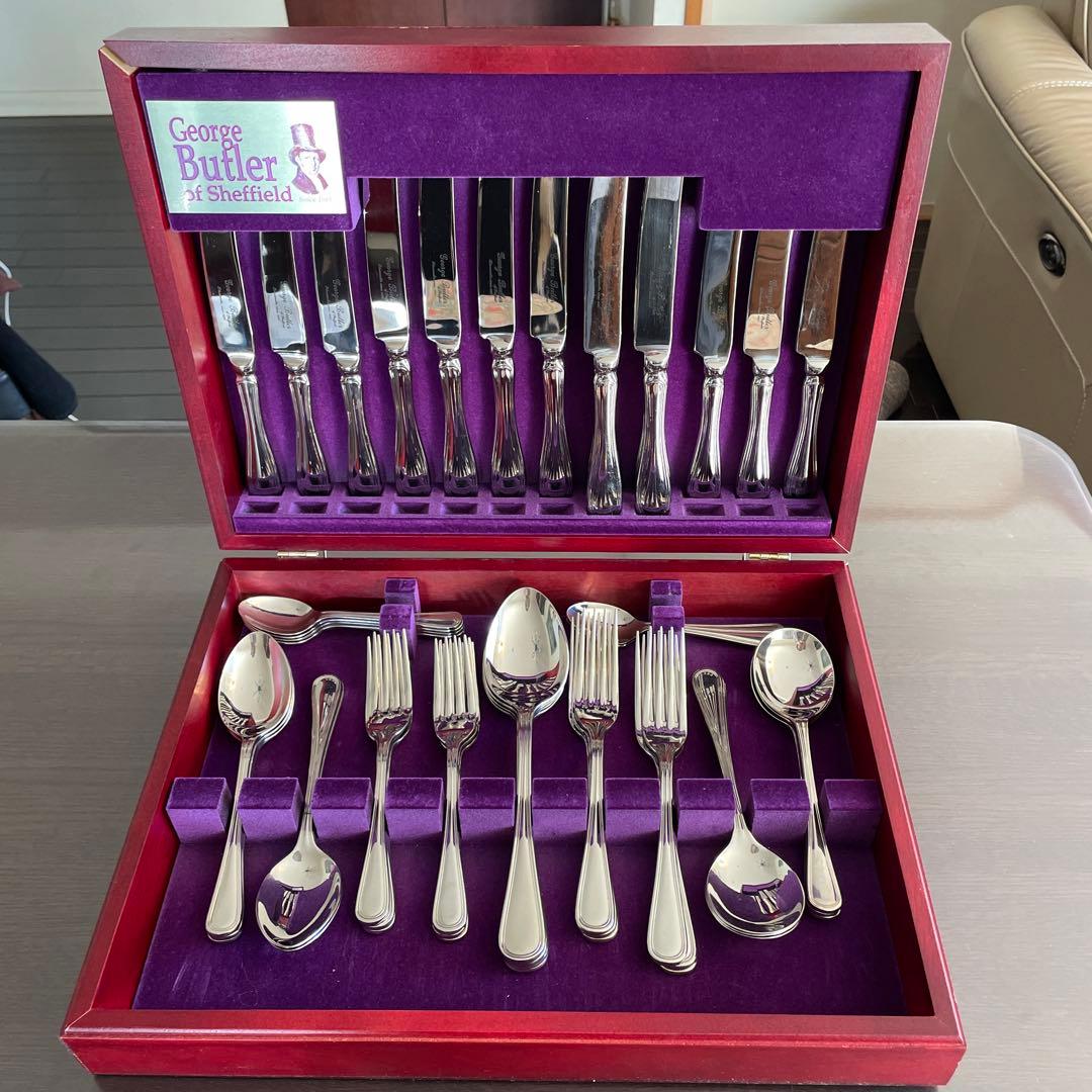 英国製　ジョージバトラー　アーサープライス　カトラリーセット　47本