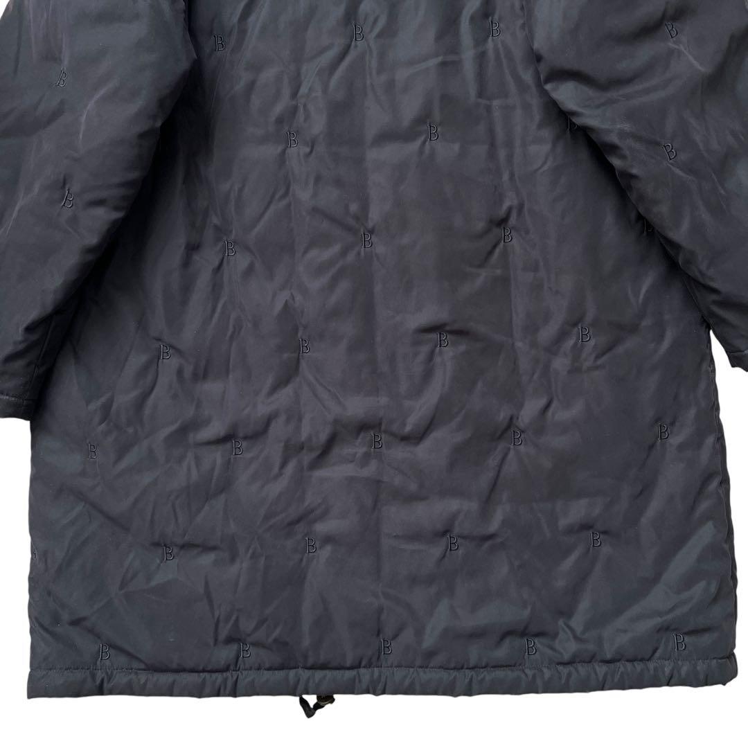 Burberry London　B刺繍　総柄　モッズコート　ロングコート　黒　M