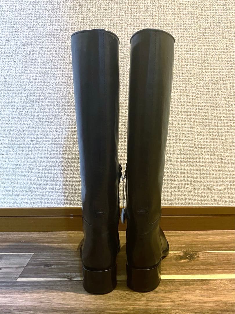 【鑑定済】PRADA(プラダ)ブラック ロングブーツ 低ヒール