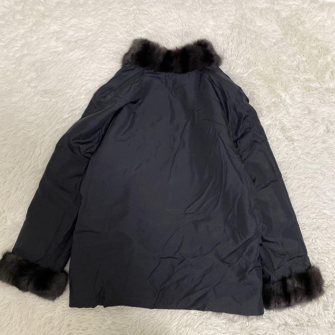 希少 美品 リアルファー リバーシブル 毛皮コート リス シルク ブラウン