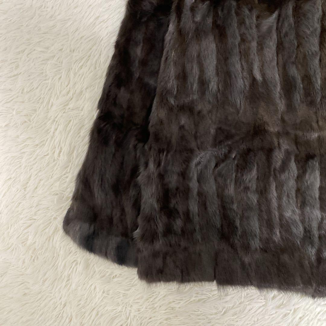 希少 美品 リアルファー リバーシブル 毛皮コート リス シルク ブラウン
