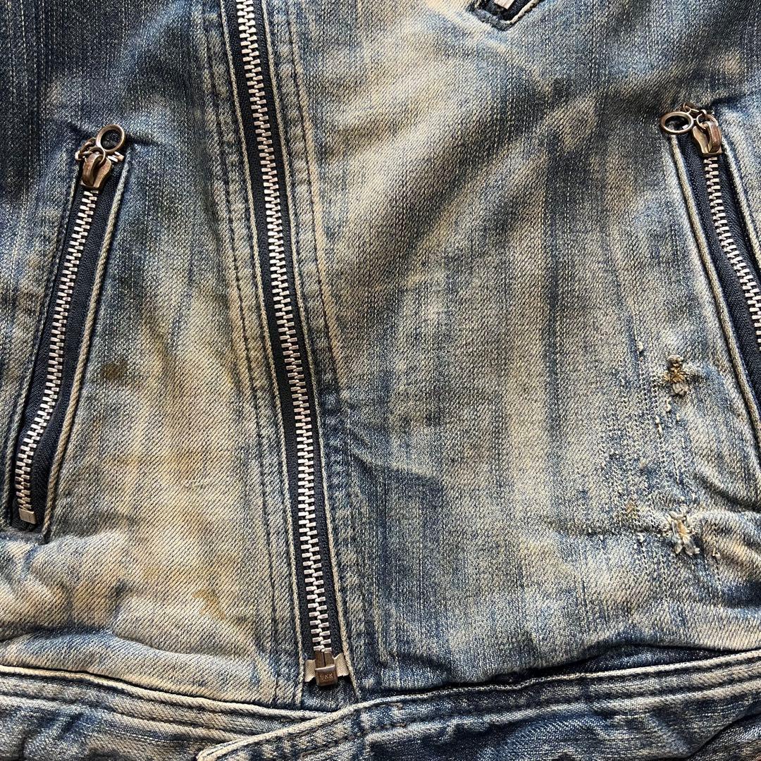 ダメージ加工デニム　ライダースジャケット◆ヒステリックグラマー