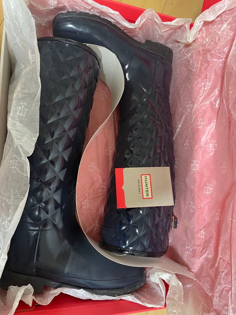 HUNTER ネイビー キルティング長靴