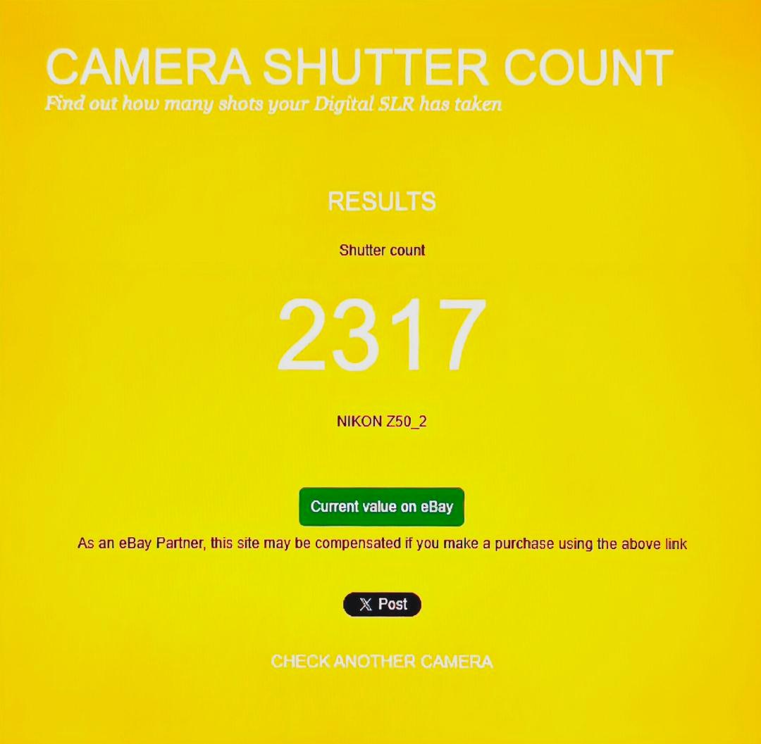 シャッター回数 2,317回　Nikon z50ii