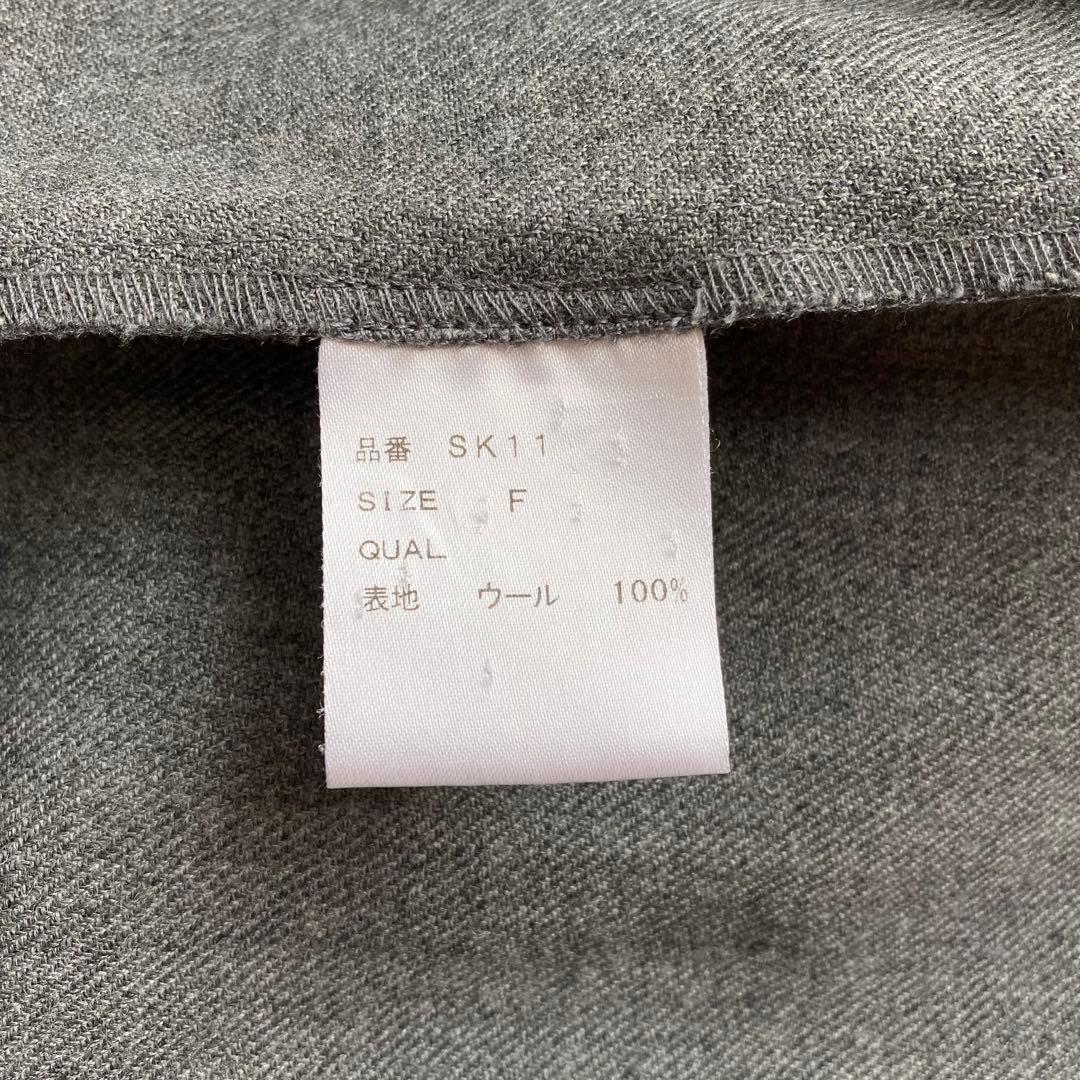 シンメ　スモックドレス　ウール　サイズFREE グレー　比翼仕立て