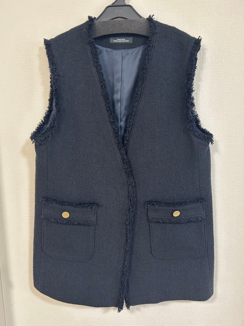 green label relaxing ミックスツイードライク ジレ