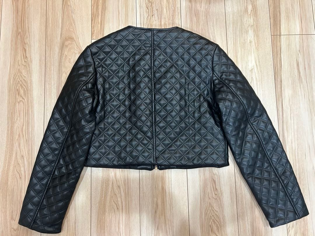 新品未使用　タグ付き　ZARA ショートキルティングフェイクレザージャケット　S