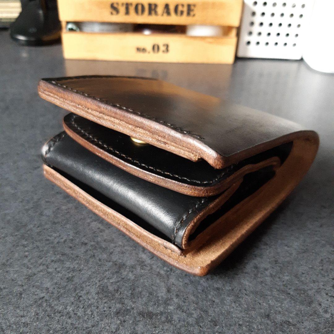 特厚★HORWEEN★クロムエクセル　二つ折り財布 オールブラック