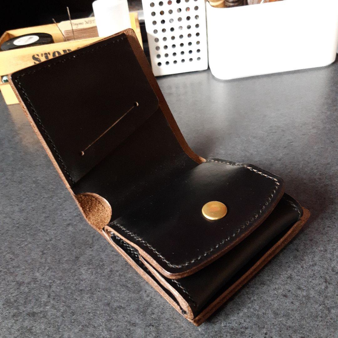 特厚★HORWEEN★クロムエクセル　二つ折り財布 オールブラック