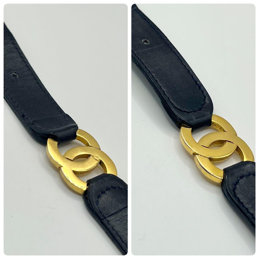 希少✨　CHANEL ココマーク　ベルト　ブラック　レザー　ゴールド　レディース