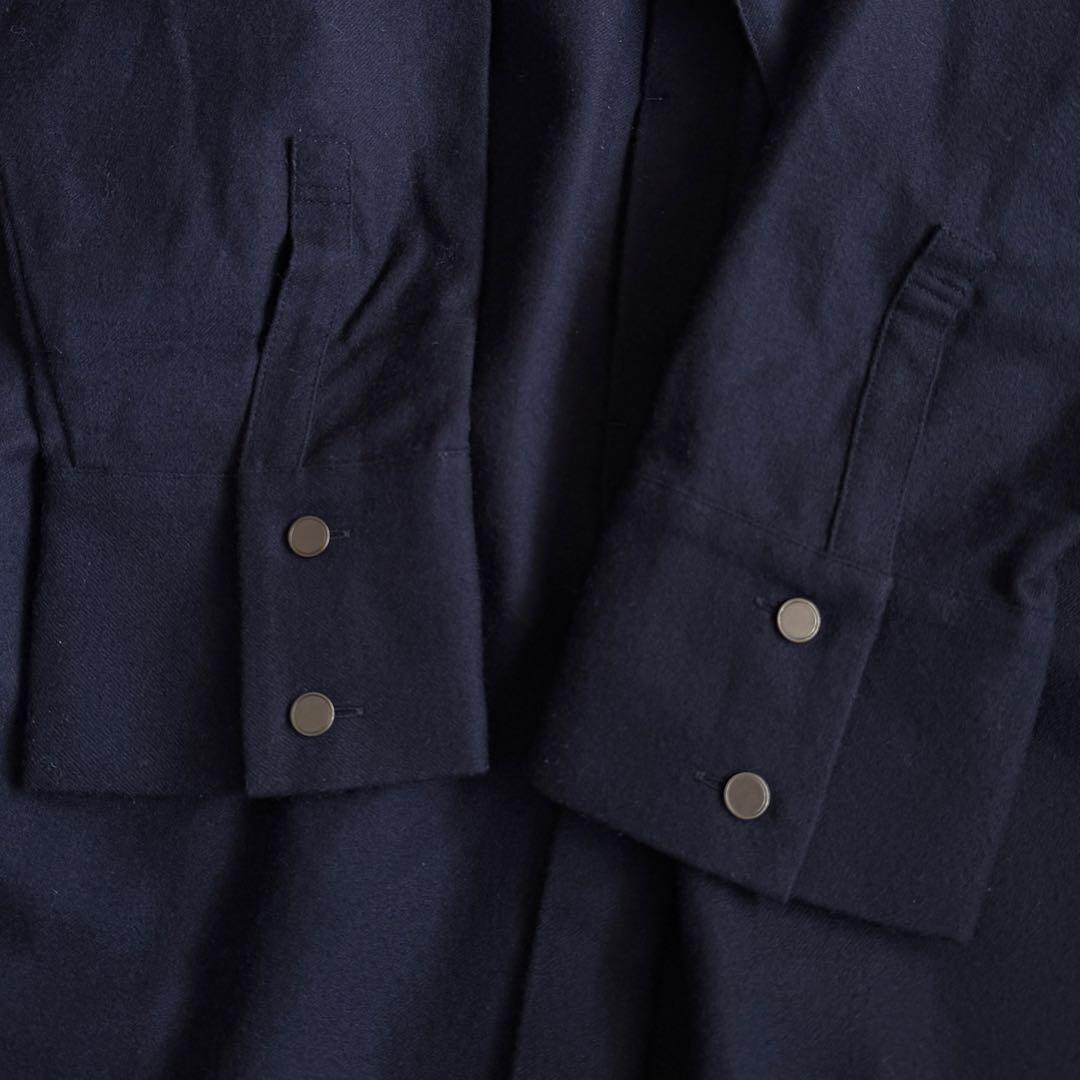 美品 アンタイトル メリノウールシャツワンピース◆ネイビー 2 ロングワンピース