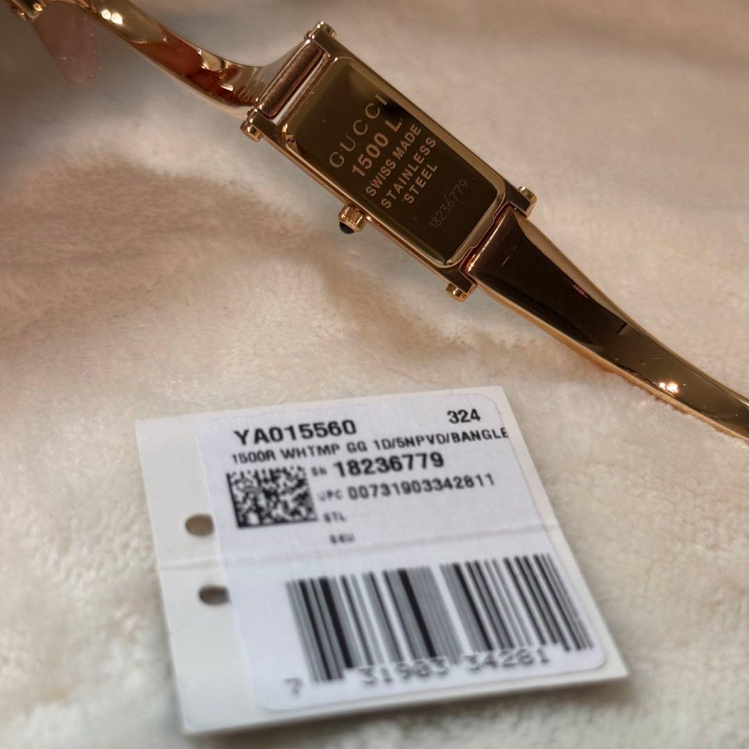 箱有りGUCCI レディース腕時計 ゴールドバングル×GGロゴ×1Pストーン