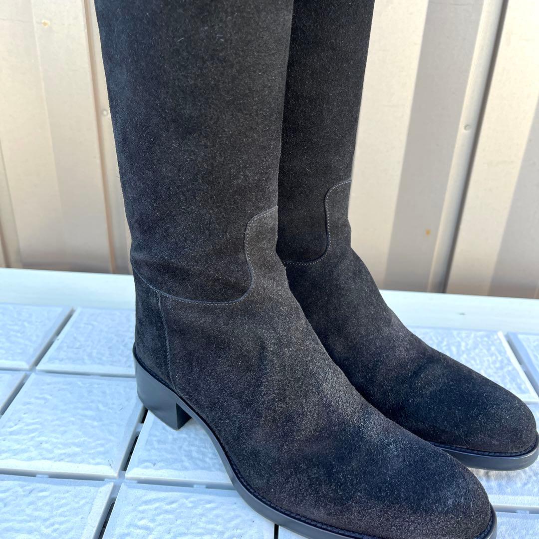 み*ょ様 36 SARTORE シングルベルト　ロングブーツ　黒　スエード　23