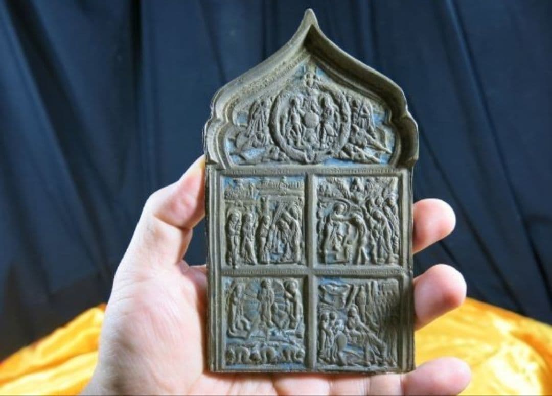 ③B　古銅イコン ～１９世紀　宗教画　清画　聖人　キリスト教　マリア像