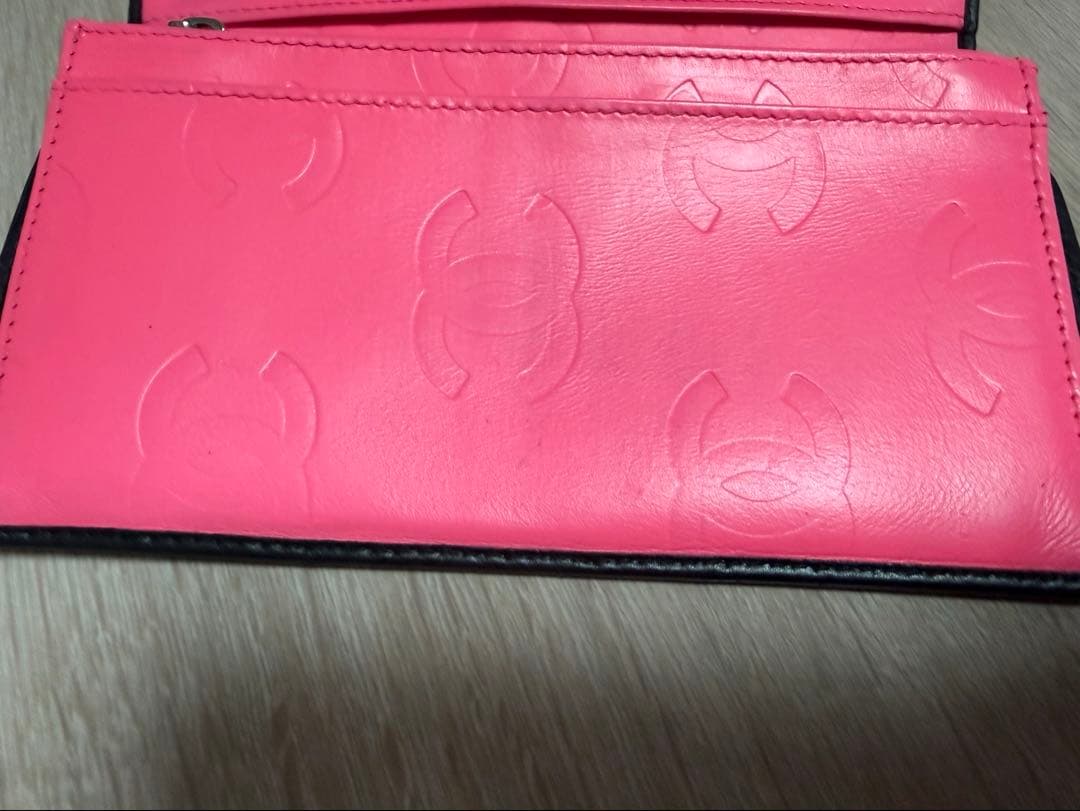1/29 0時まで値引きします。CHANEL カンボンライン 長財布黒×ピンク